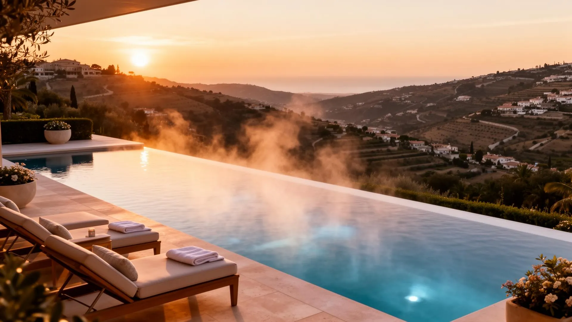 Terrazza con piscina di una villa a strapiombo sul mare della Costiera